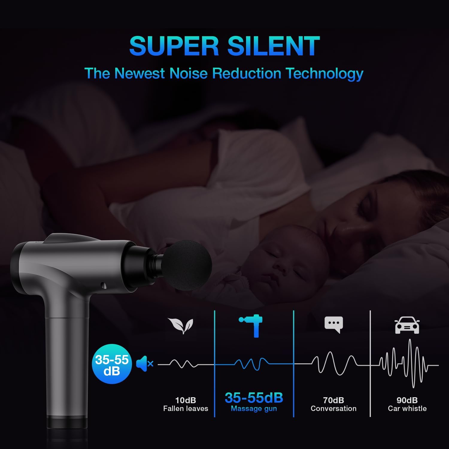 Detalle de Olsky Deep Tissue Massage Gun with 9 Heads, 30 Speeds, and 10 Accessories