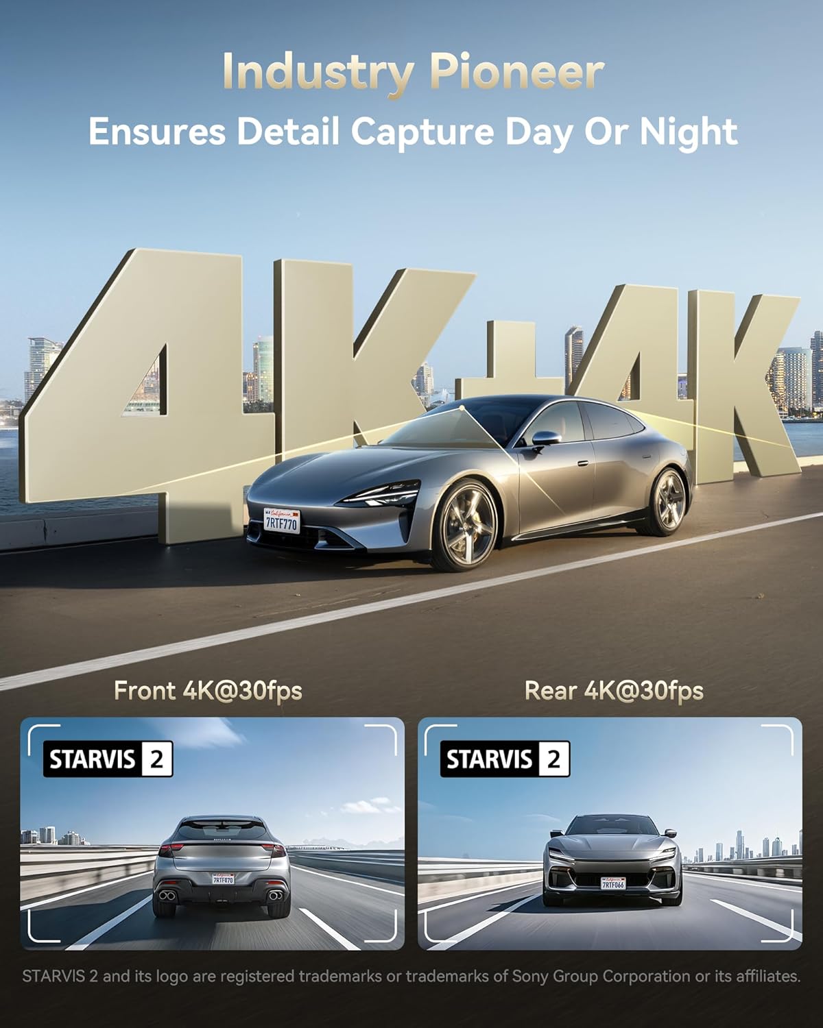 Thumbnail 1 de REDTIGER F77 Dual 4K Dash Cam with 128GB