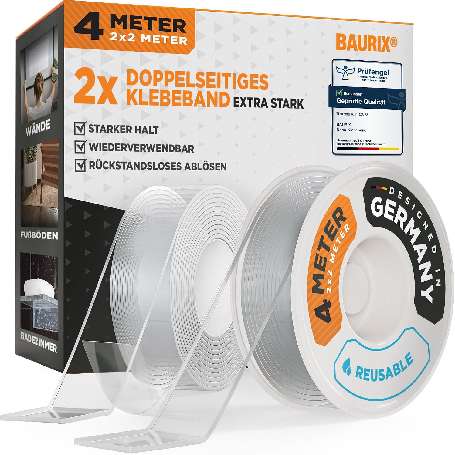 Detalle de BAURIX Cinta Doble Cara 4m extrafuerte