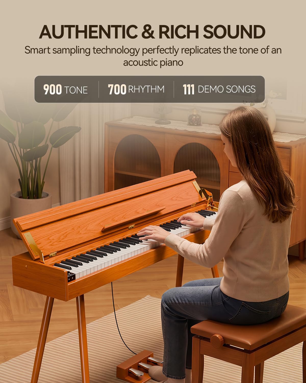 Thumbnail 1 de Rhymo UP88A 88-Key Digital Piano with Hammer Action, 900 Tones and Bluetooth