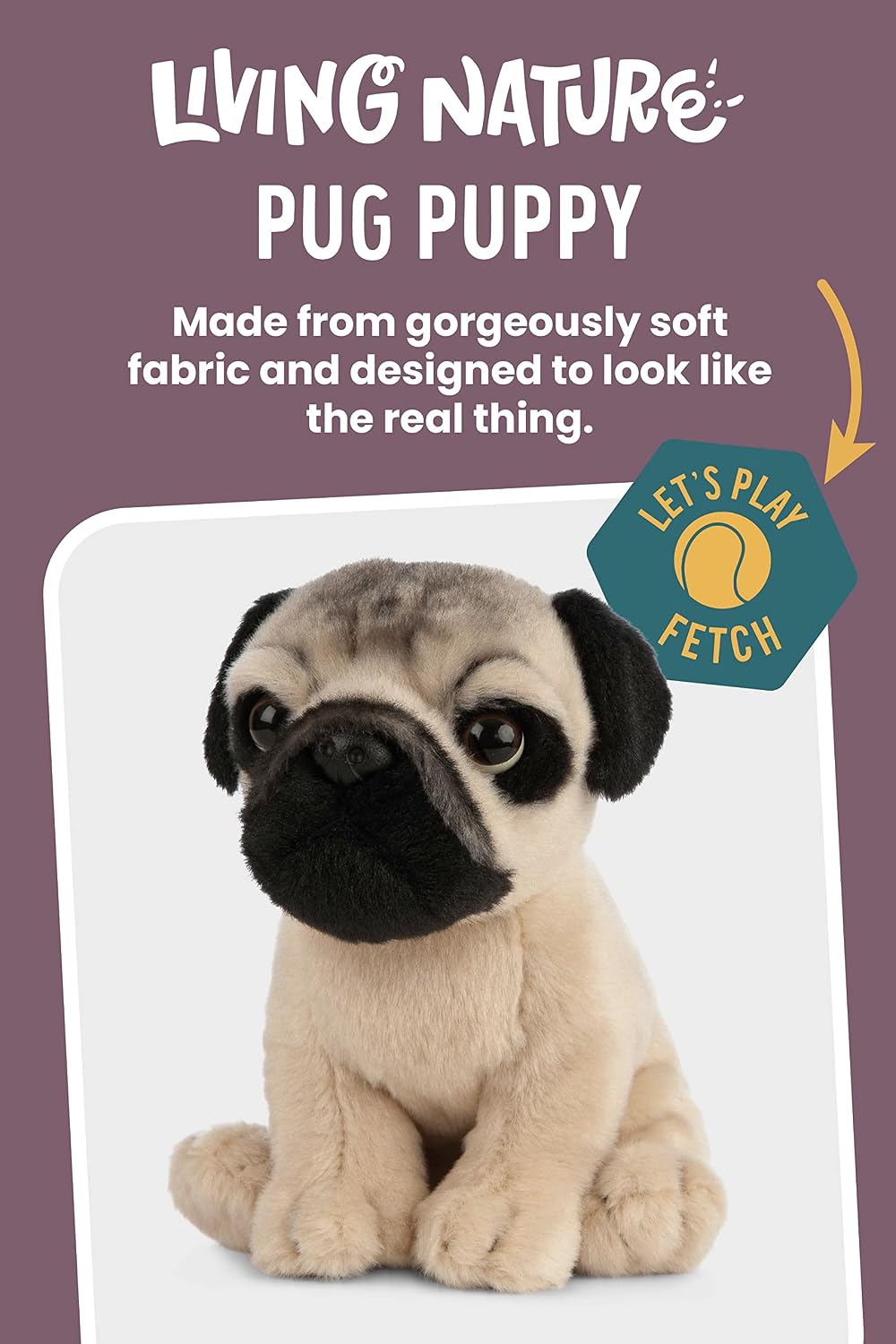 Detalle 2 de Keycraft Living Nature Pug Puppy 16cm Plush Dog Toy with Realistic Details