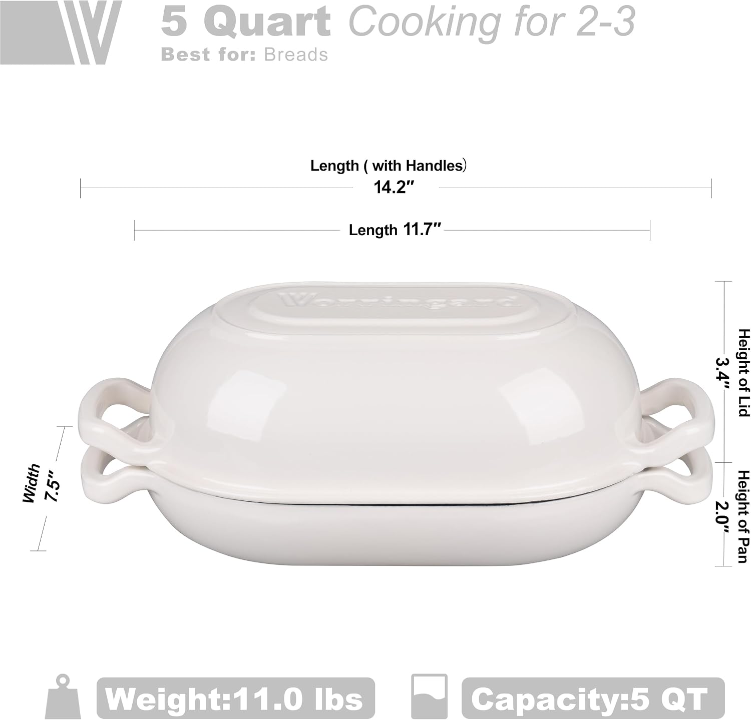 Detalle 2 de VORRINGARD Enameled Cast Iron Dutch Oven 5QT 🍲