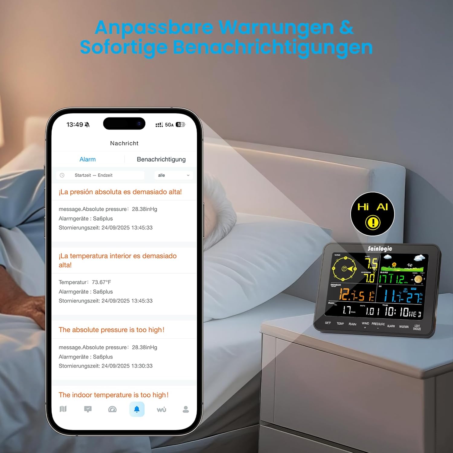 Thumbnail 5 de Sainlogic SA6 Plus 12-in-1 Wetterstation WLAN – Genauigkeit, Fernzugriff und Langzeit-Datenspeicherung
