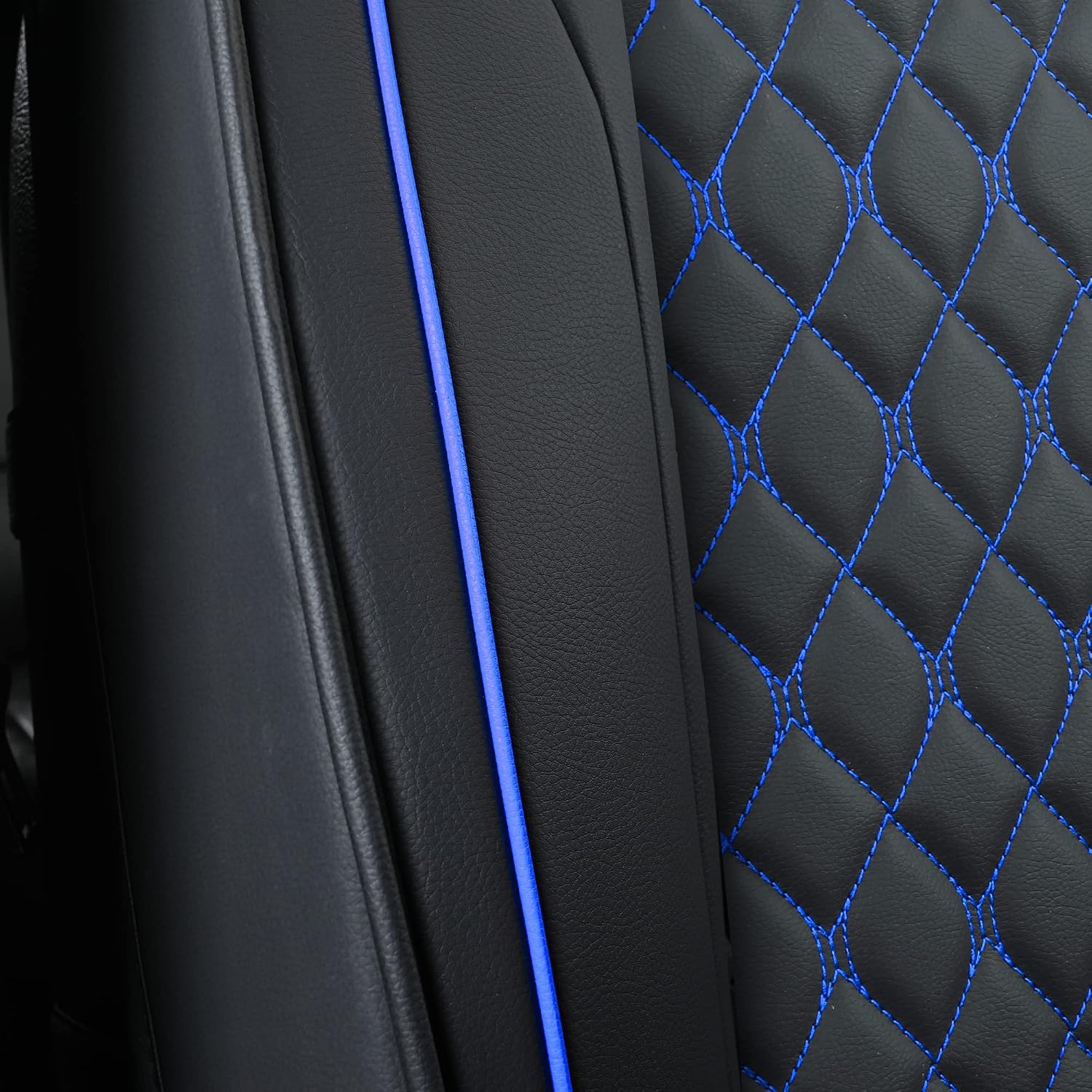 Thumbnail 6 de Vankerful Car Seat Covers Front Pair (Universal Fit) in Faux Leather – Black/Blue