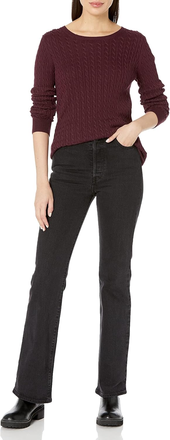 Thumbnail 3 de Amazon Essentials Damen leichter Langarm-Pullover mit Rundhalsausschnitt und Zopfmuster (in Übergröße)