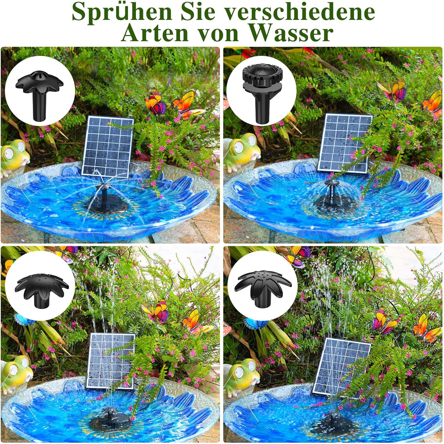 Thumbnail 3 de AISITIN Solar Springbrunnen Außen 3,5W – Glas-Solarbrunnen mit 4 Düsen, 3M-Kabel, DIY Wasserspiele