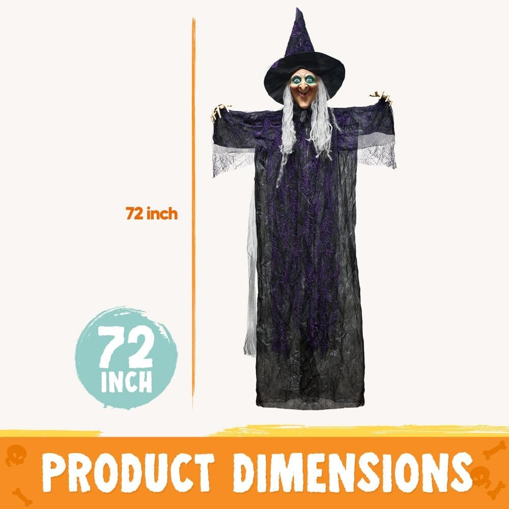 Thumbnail 6 de JOYIN 11501 72-Inch Hanging Halloween Witch with Lights and Sound Activation