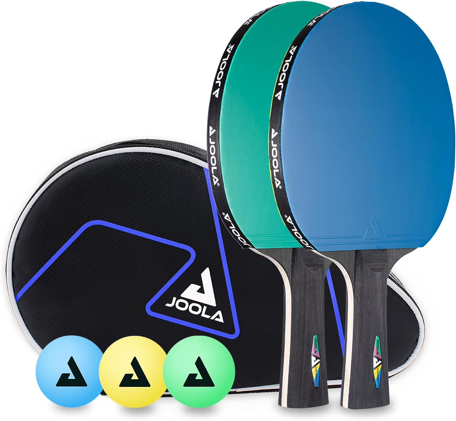 Detalle de JOOLA Set Colorato: duo de raquettes et 3 balles pour loisirs et convivialité