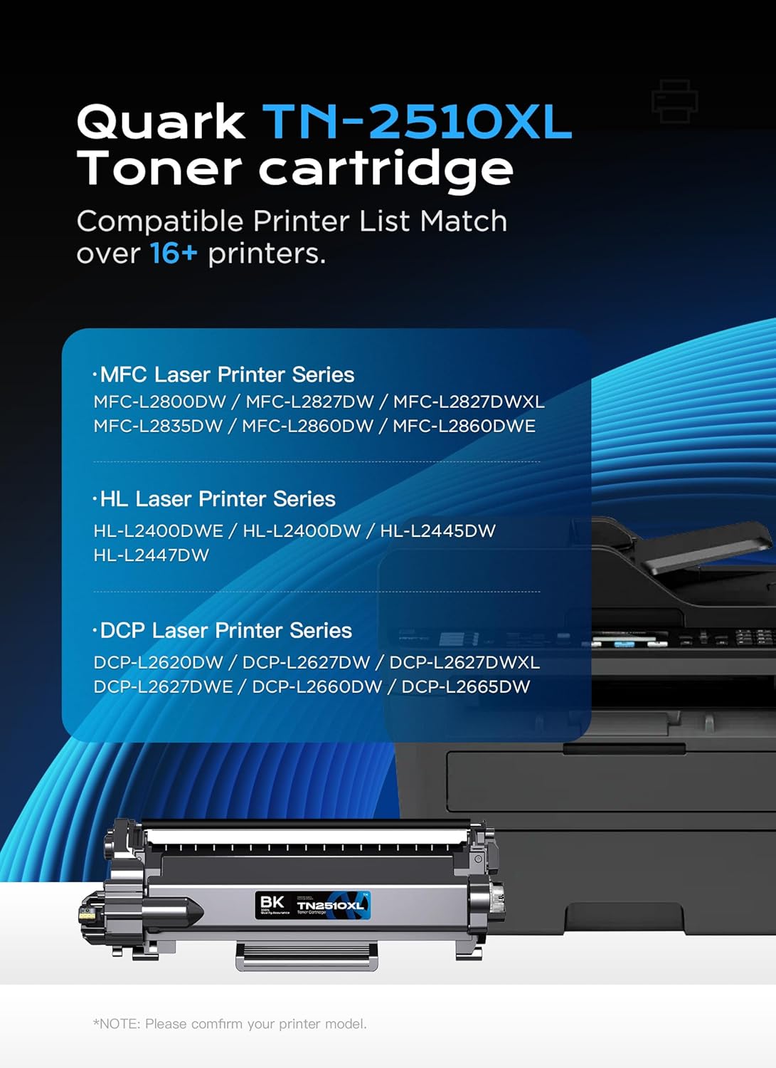 Thumbnail 1 de Cartouche de Tóner Quark TN2510XL (2 noir) – Compatible Brother HL-L2400DW et MFC-L/ DCP-L compatibles