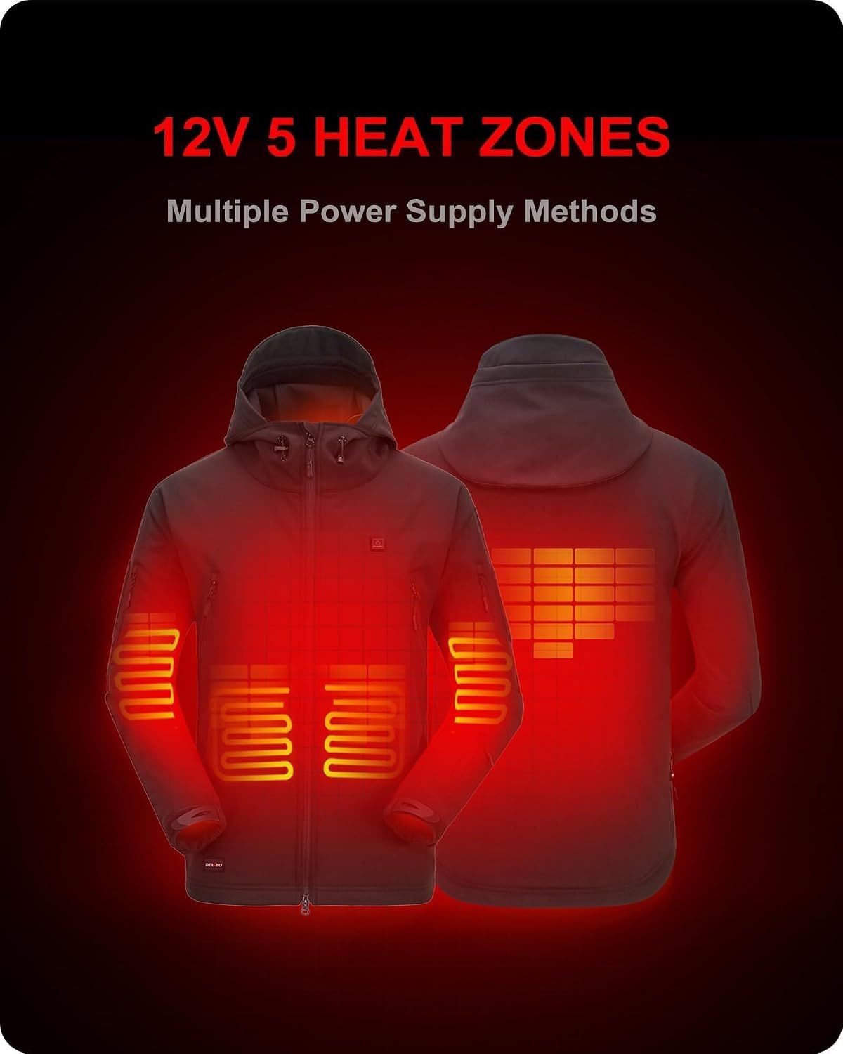 Detalle de DEWBU DB-0125 Heated Jacket for Men, 5 Heating Zones, 12V Battery