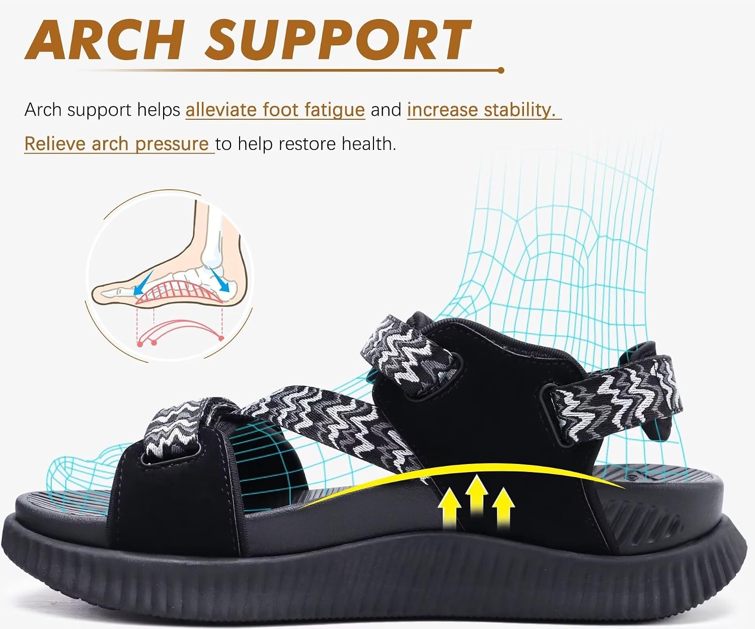 Detalle de KuaiLu Women's Orthopedic Walking Sandals with Arch Support and Cushioned Comfort