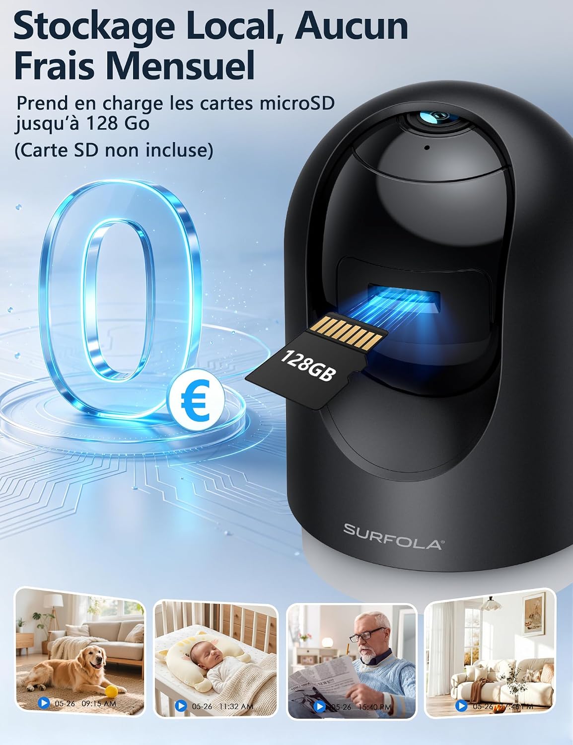 Detalle 2 de Surfola WS03 2K-binnencamera met 360° PTZ en automatische tracking