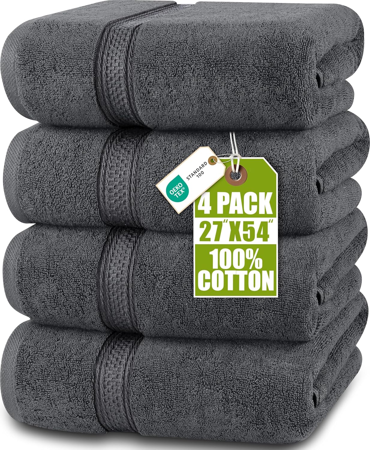 Detalle de Utopia Towels UT0563 4-Pack Cotton Bath Towels, 27 x 54 in, 600 GSM