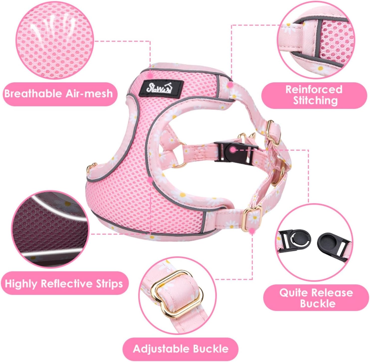 Detalle de Eyein XXS Small Dog Harness and Lead Set – Breathable Soft Mesh, No-Pull, Step-In Vest for Extra Small Dogs