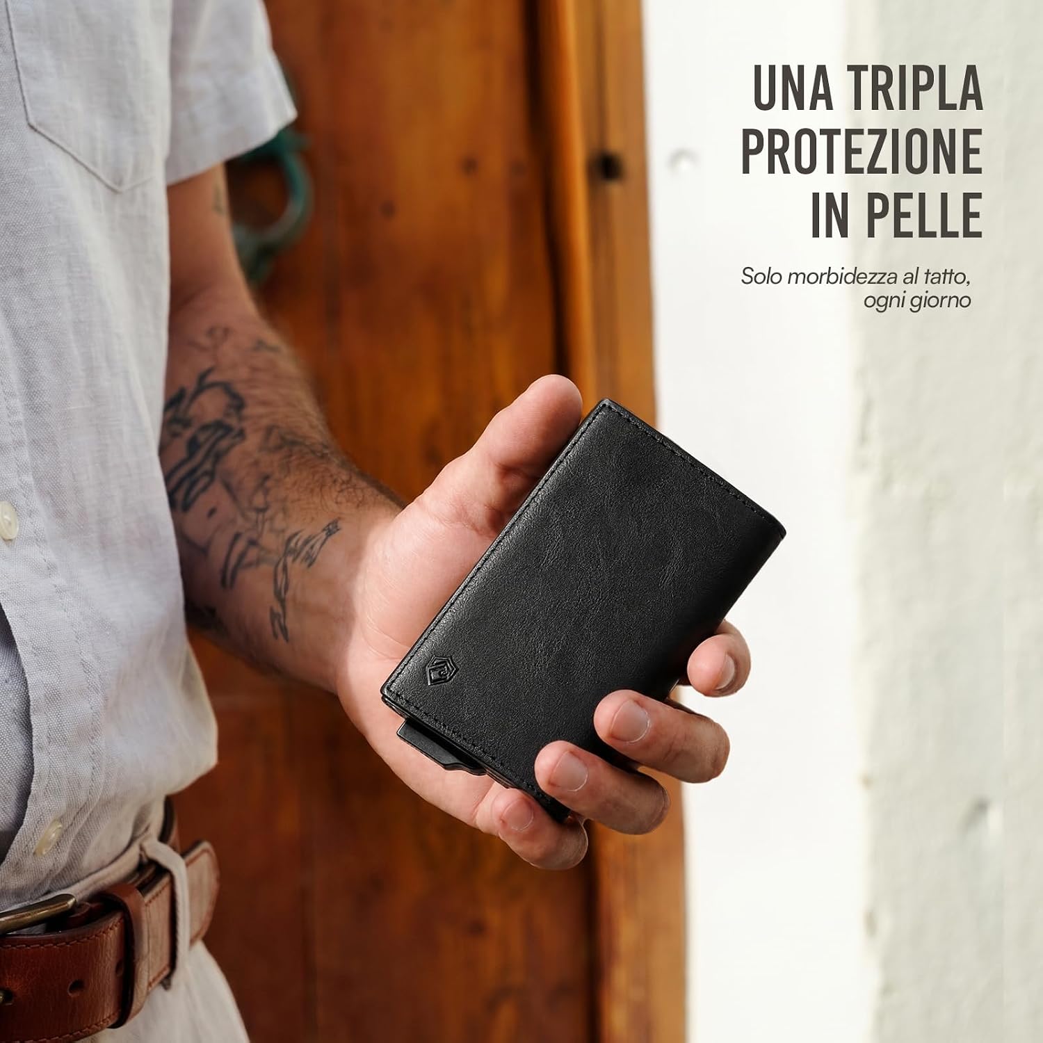 Detalle 2 de YESIIW Portafoglio Uomo Slim: Portafoglio Sottile con Porta Carte Pop-Up RFID
