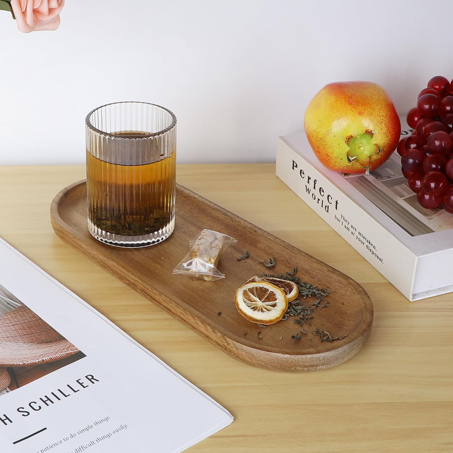 Thumbnail 5 de Supaway 98541 Oval Acacia Wood Serving Tray, 30 x 12 x 2 cm