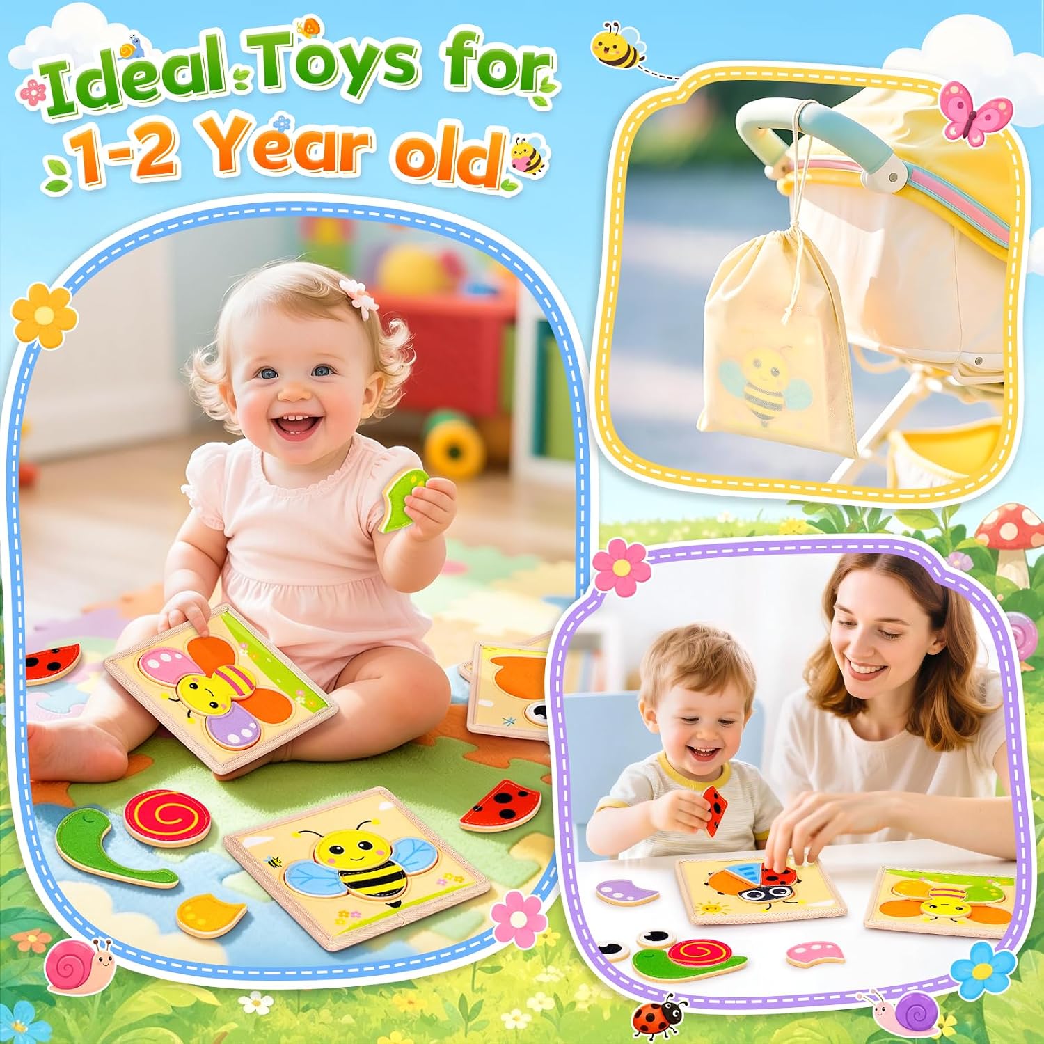 Thumbnail 3 de Toddler Felt Animal Jigsaw Puzzle – Montessori-inspired Toy for 1–3 Year Olds