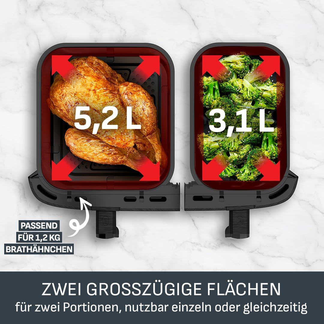Detalle de Tefal Dual Easy Fry Heißluftfritteuse 8,3 L 🍟