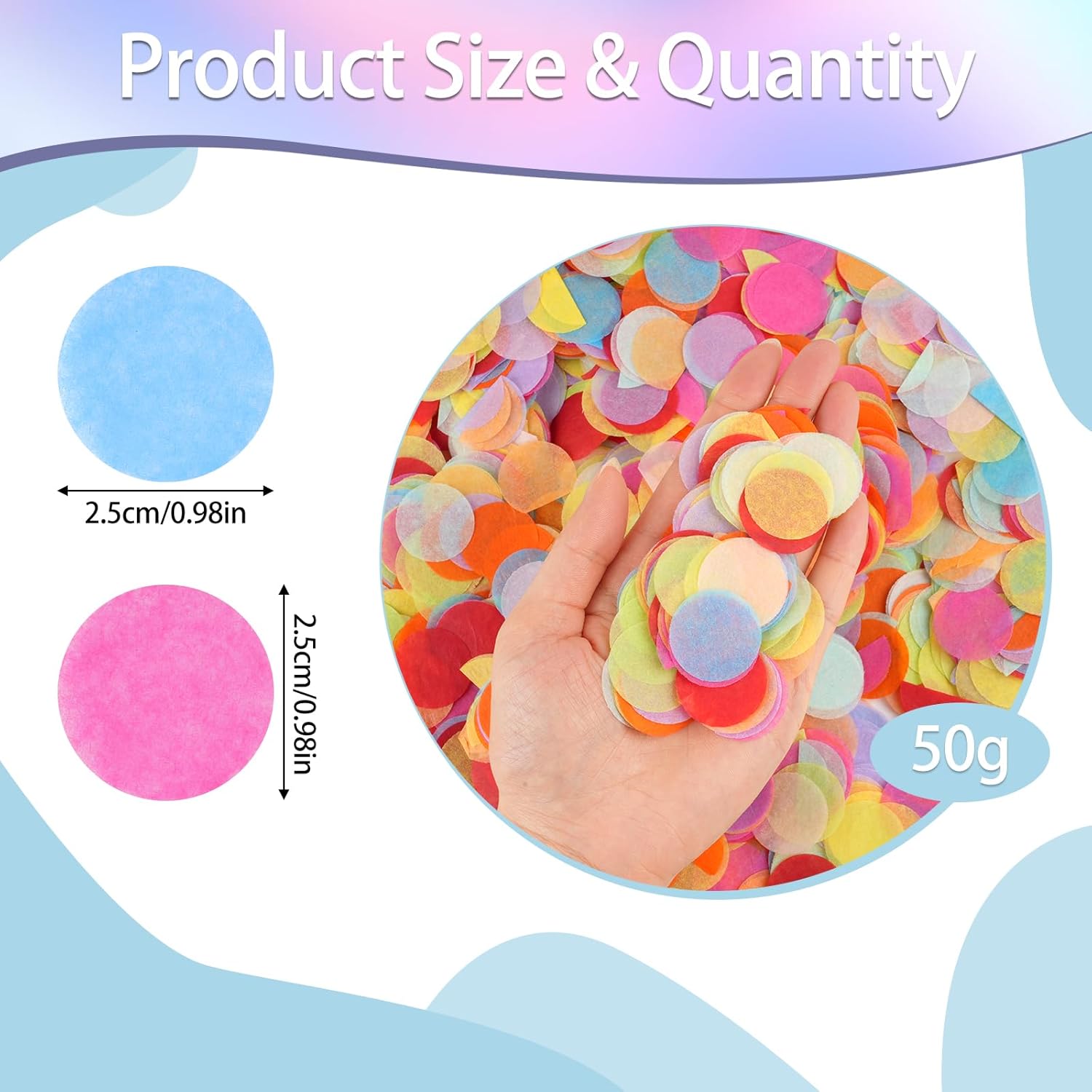 Thumbnail 1 de Konfetti Bunt 6000 Stück (2,5 cm) für Geburtstag, Hochzeit & Party-Deko – 50 g Papier-Konfetti