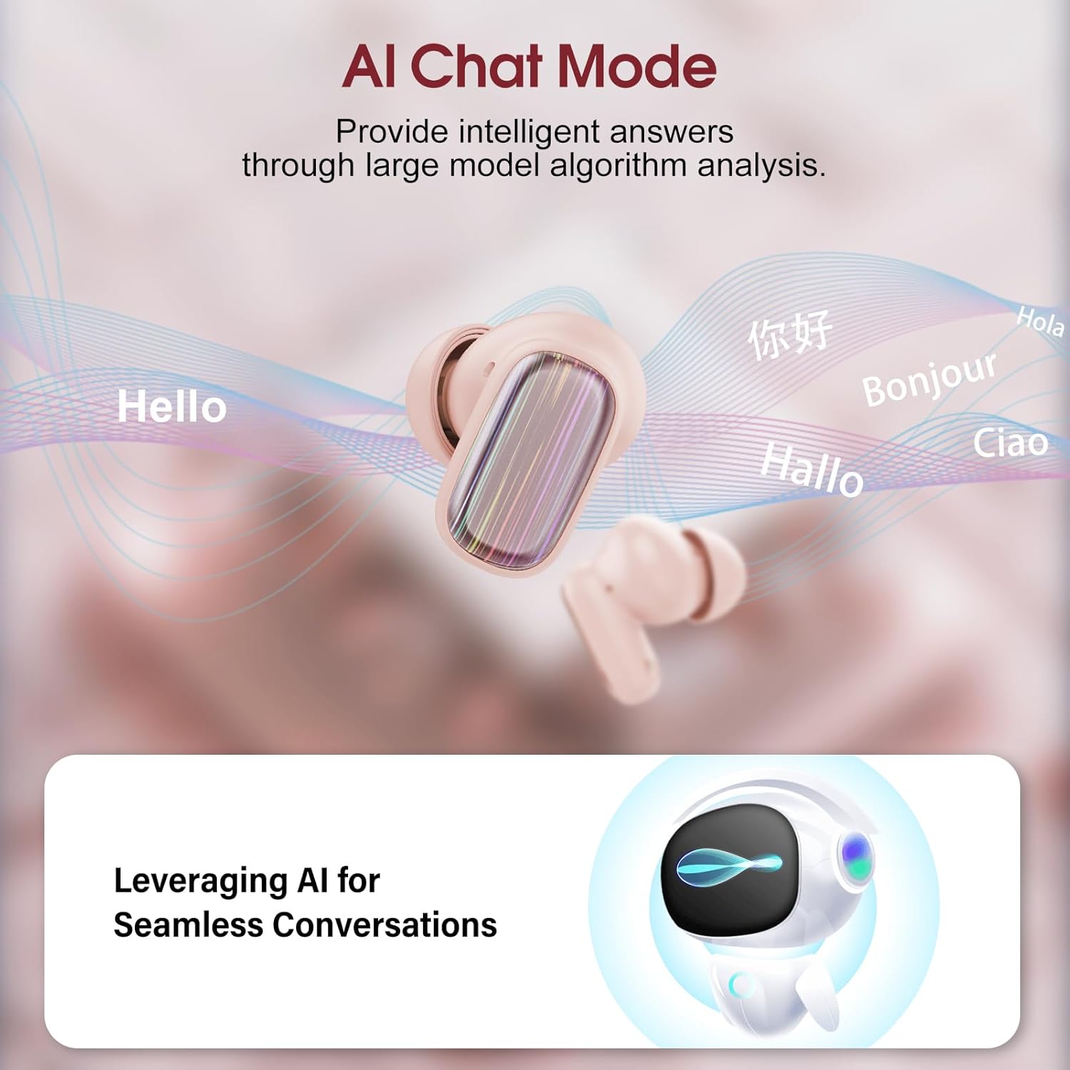 Thumbnail 4 de Ecouteur Traducteur Instantané H63 – 164 langues, Bluetooth 5.4, 40 h d’autonomie, Or rose