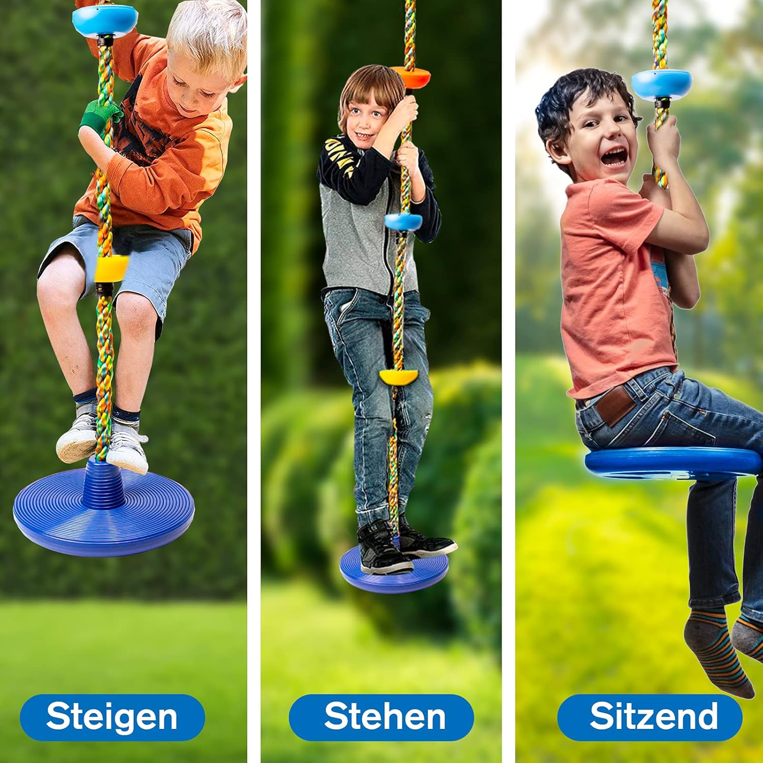 Detalle 2 de Katomi Kletterseil Schaukel Set mit Plattform und Sitz đ