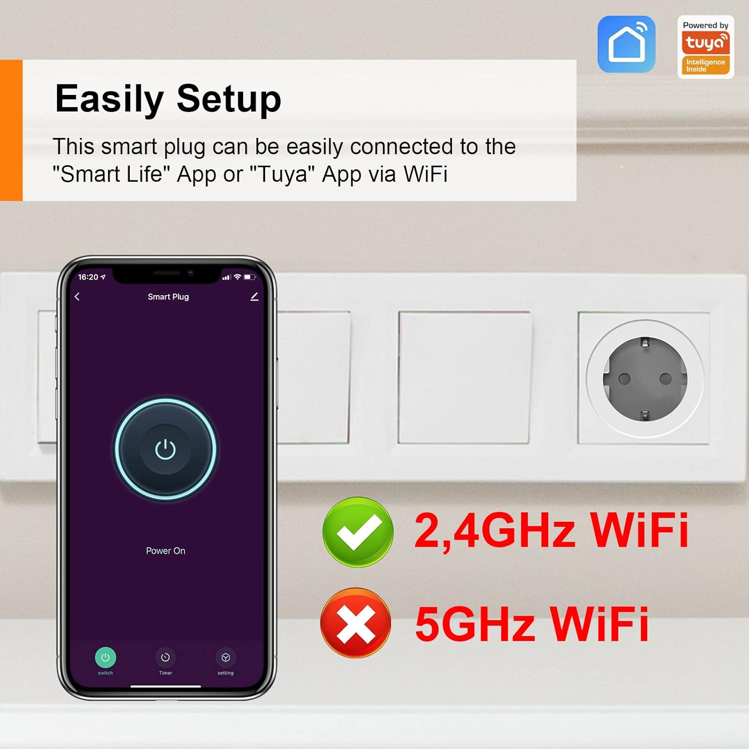 Thumbnail 5 de ANTELA Prise Connectée WiFi — Prise Intelligente 16A, 4 unités, contrôle vocal et mesure d’énergie