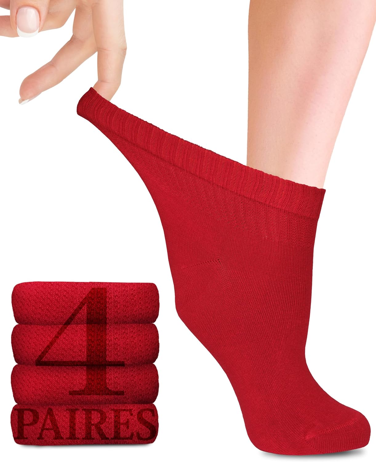 Thumbnail 6 de Lot de 4 chaussettes diabète en bambou, cheville