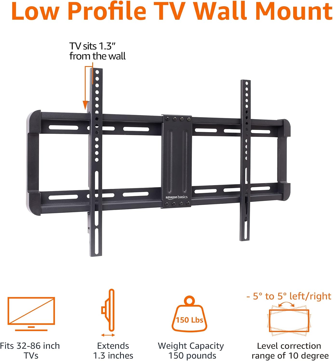 Detalle 2 de Amazonベーシック テレビ壁掛け金具 32~86インチ対応 薄型・可傾式