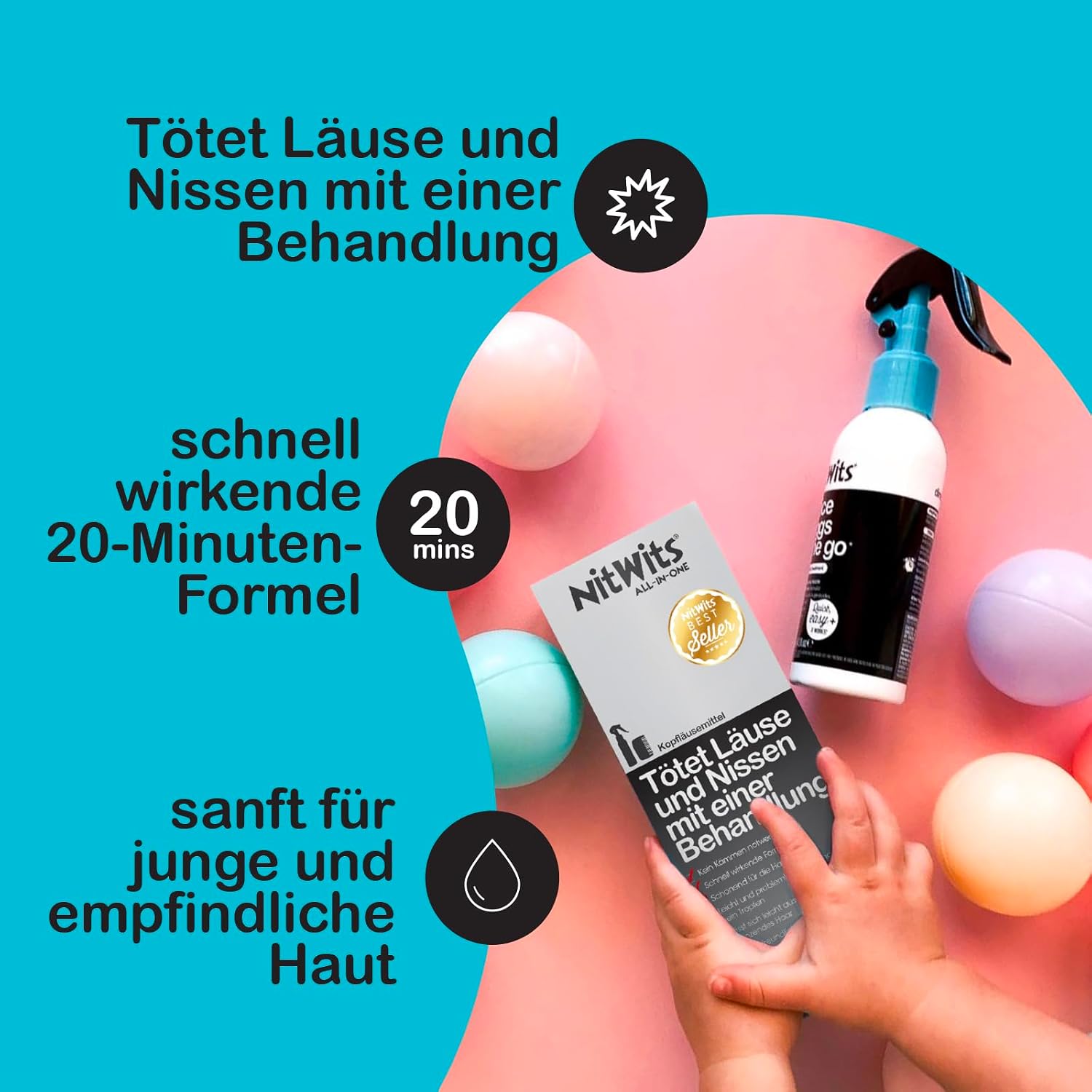 Detalle de NitWits All-In-One Läusespray – 120 ml mit Kamm gegen Kopfläuse (20 Min.)