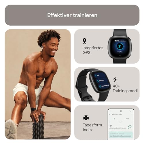 Detalle 2 de Fitbit Versa 4 Smartwatch mit Google Health Premium – Schwarz/Graphit, 6 Tage Akku