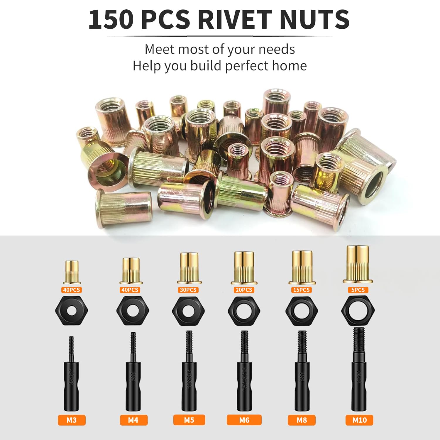 Thumbnail 4 de HARDELL Rivet Nut Pliers 14" with 150 rivet nuts 🛠
