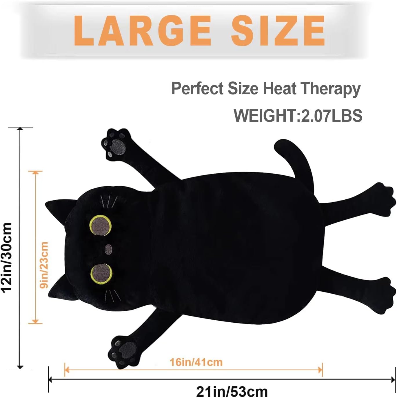 Detalle de Cuckool 21 x 12-Inch Black Cat Microwavable Heating Pad with Washable Cover