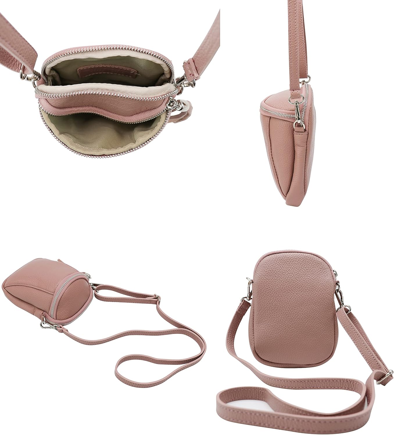 Detalle de SH Leder Emma G328 : Sac à bandoulière multifonction en cuir véritable pour femme