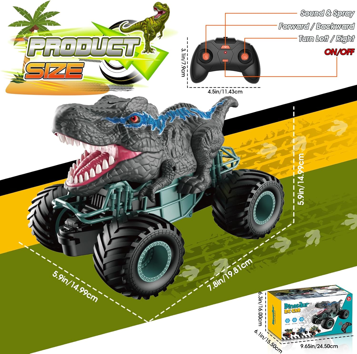 Detalle 2 de HappyGoLucky 1:16 RC Dinosaur Truck 10 KM/H
