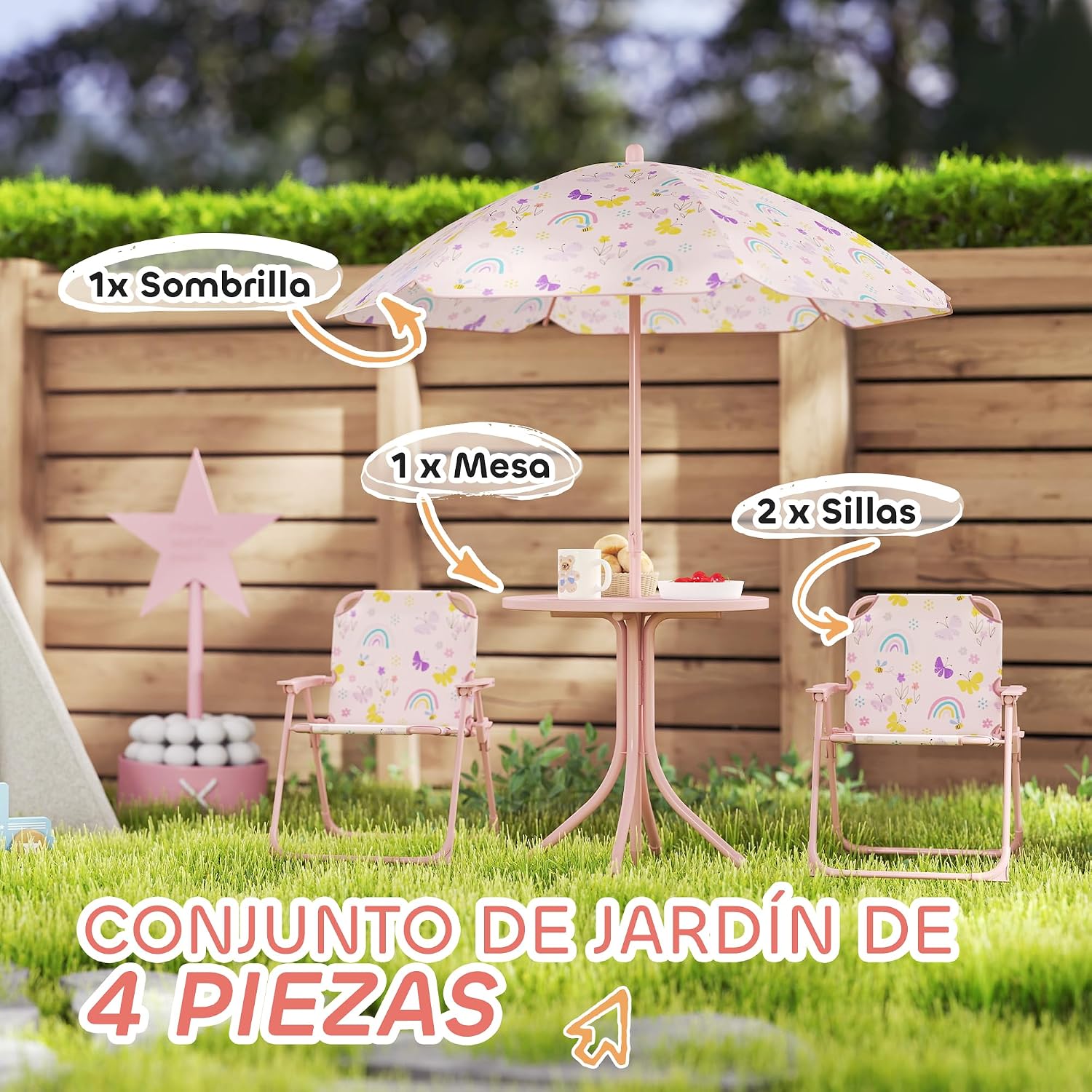 Detalle de AIYAPLAY Conjunto de Mesa y Sillas Infantil 4 piezas