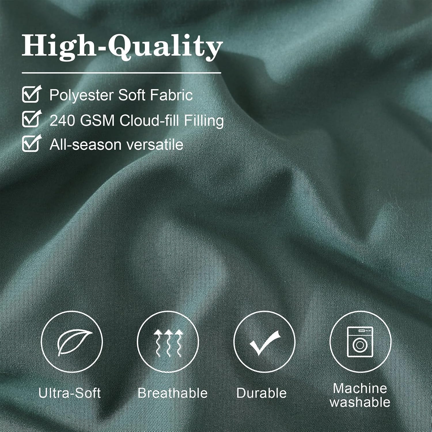 Detalle de Monbix Queen Comforter Set, 7-Piece Blue Green Bedding with All-Season Comforter
