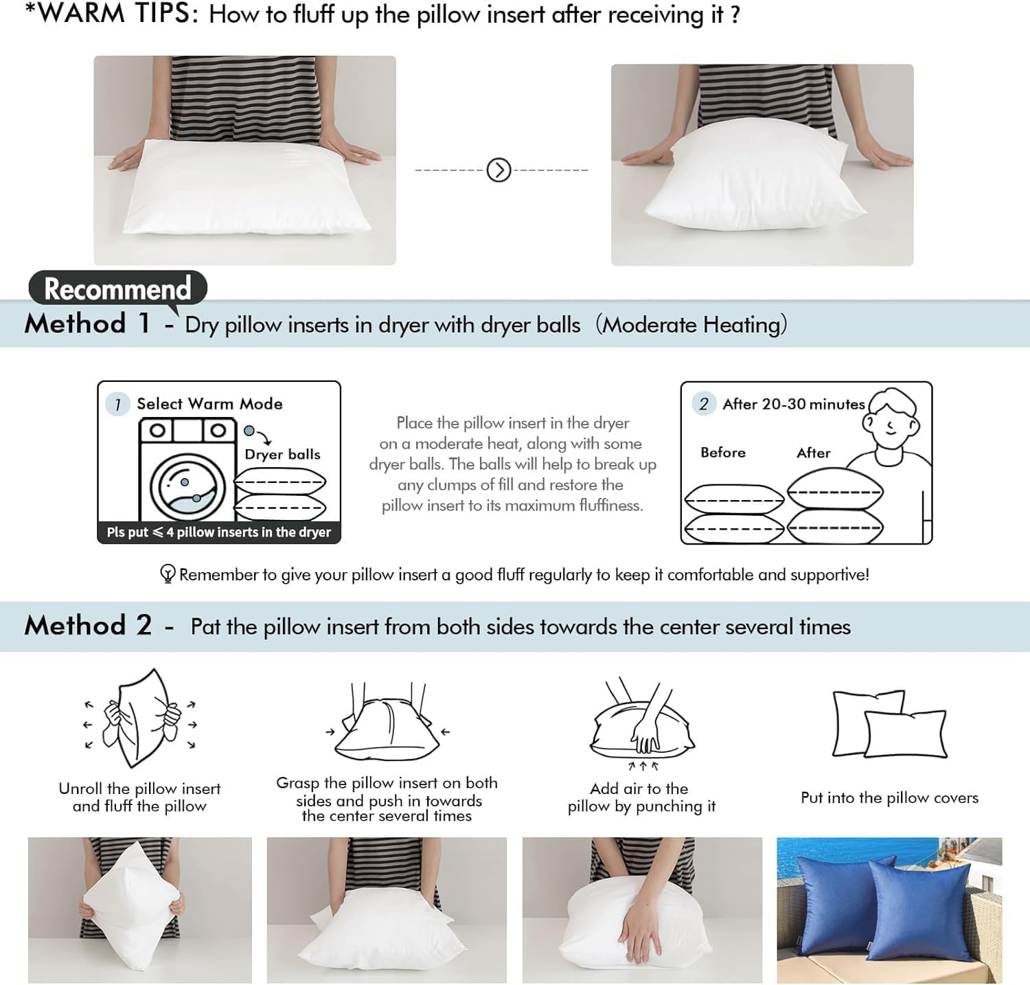 Thumbnail 6 de MIULEE Outdoor Pillow Insert 24x24 Inch