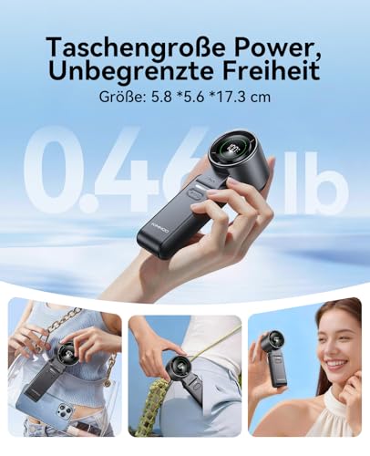 Thumbnail 6 de KIMMOO 3-in-1 Turbo-Handventilator – 100 Stufen, 20000 U/min, 12 Std. Akku, USB-Aufladung, 120° Schwenkbar
