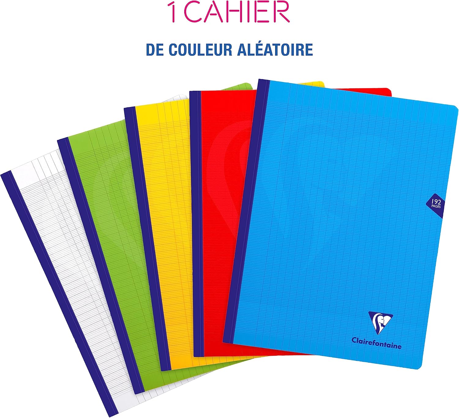 Detalle de Clairefontaine 309341C Cahier Grand Carreaux 24x32, 192 feuillets – Papier Velouté 90 g et couverture polyprop transparente