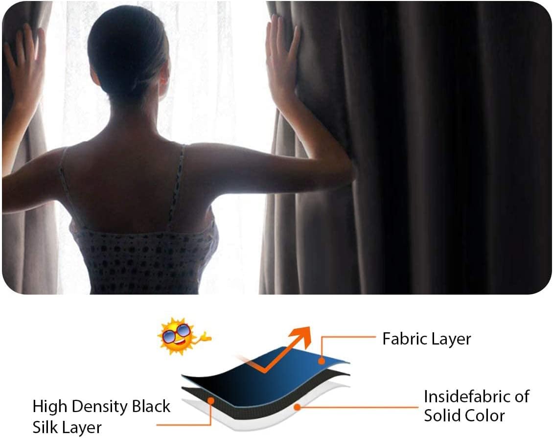 Thumbnail 3 de BellaHills Blackout Thermal Pencil Pleat Curtains (2 Panels) for Large Windows, Stone Blue