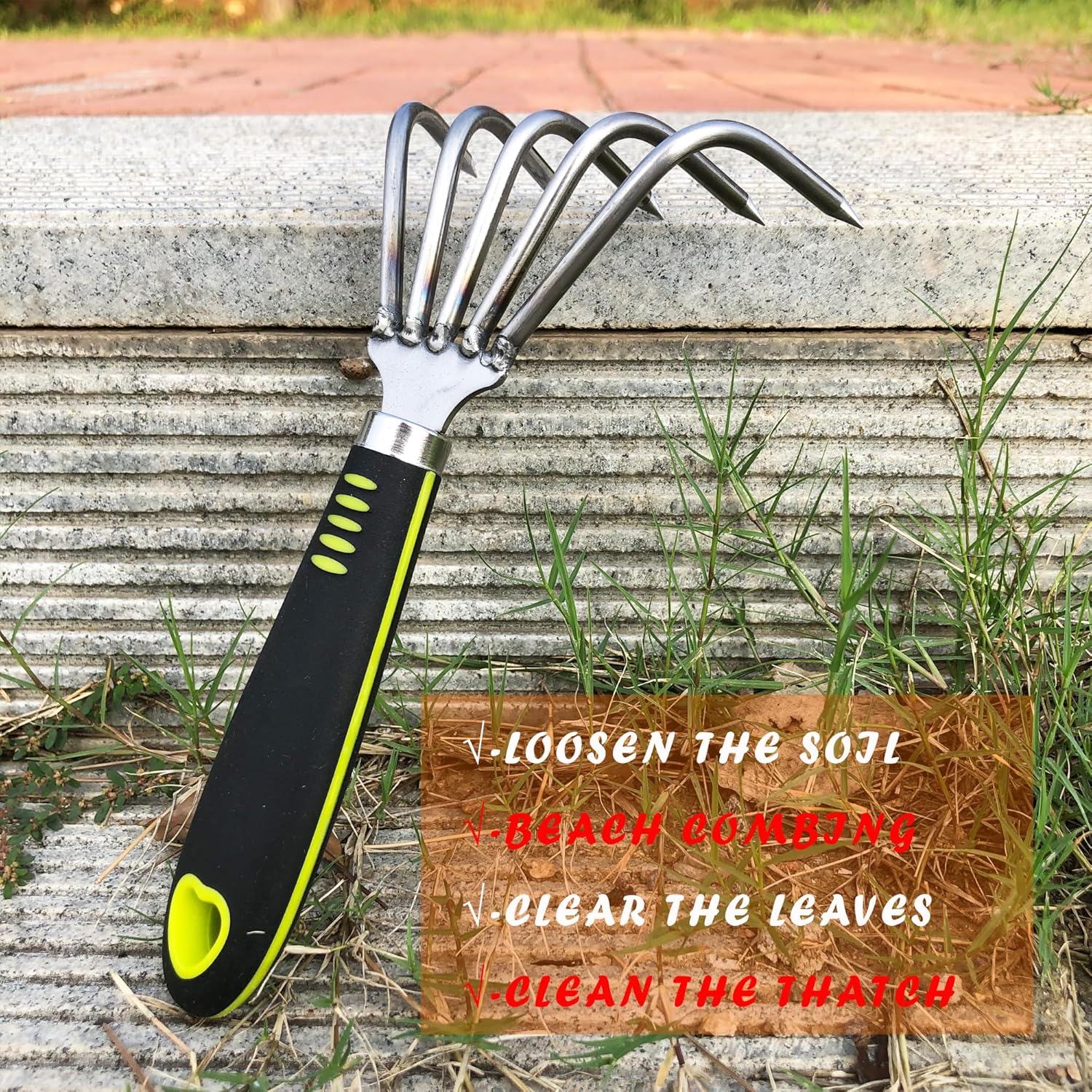 Thumbnail 1 de SHANFEEK Garden Rake 5-Claw: Durable Hand Tool for Soil, Weeds, and Beach Finds