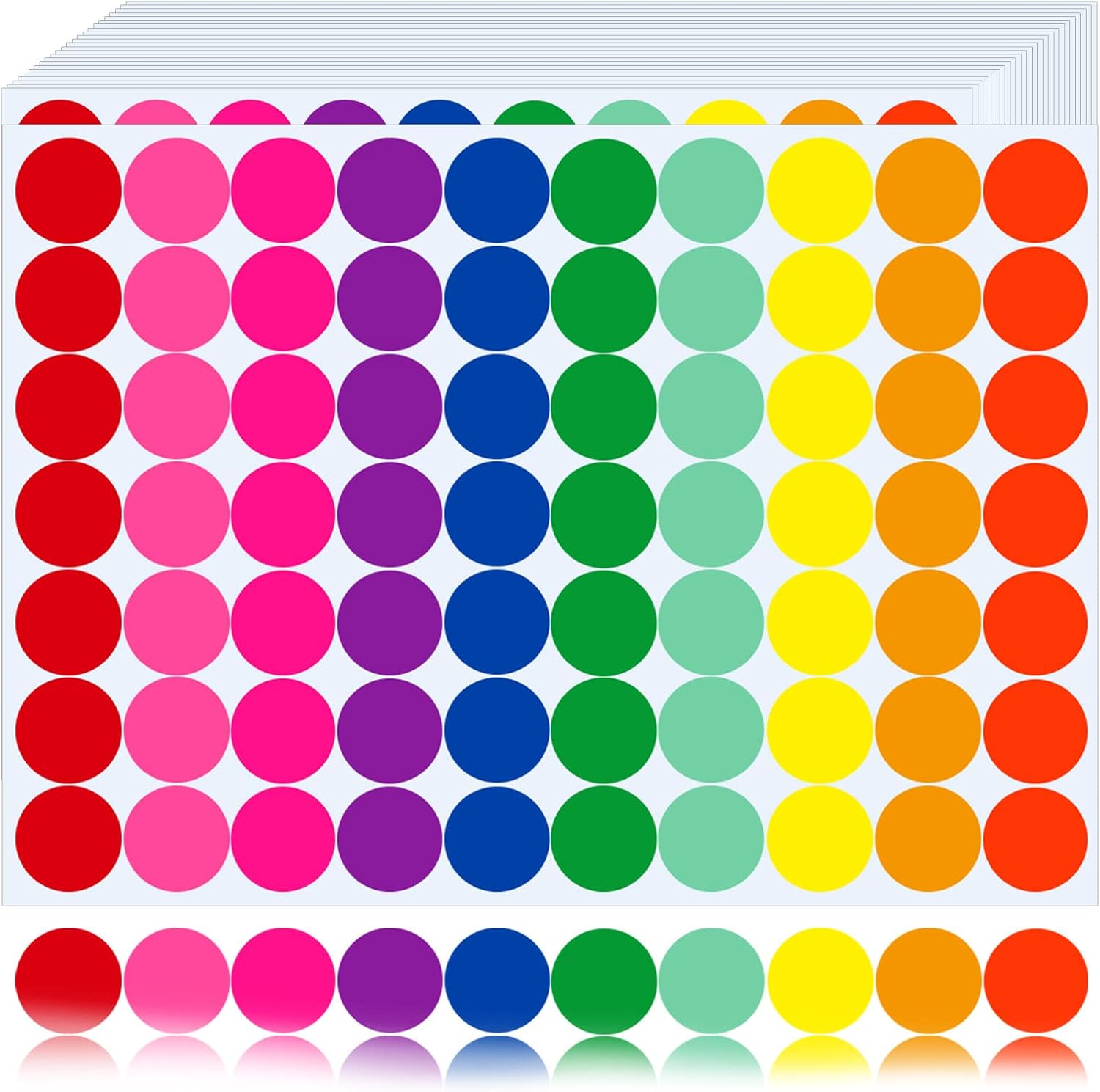 Detalle de Gommettes autocollantes rondes 20 mm – 1400 pièces en 10 couleurs pour étiquetage et tri (20 fiches de 70 gommettes chacune)