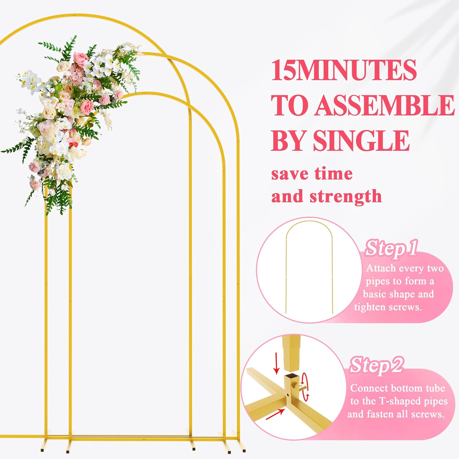 Detalle 2 de Wokceer Wedding Arch Backdrop Stand Set 7.2FT
