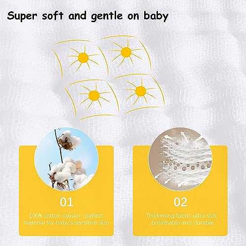 Detalle de Lovely Care 12 Pack Muslin Burp Cloths – 100% Cotton, 20'' x 10'', Extra Soft & Absorbent