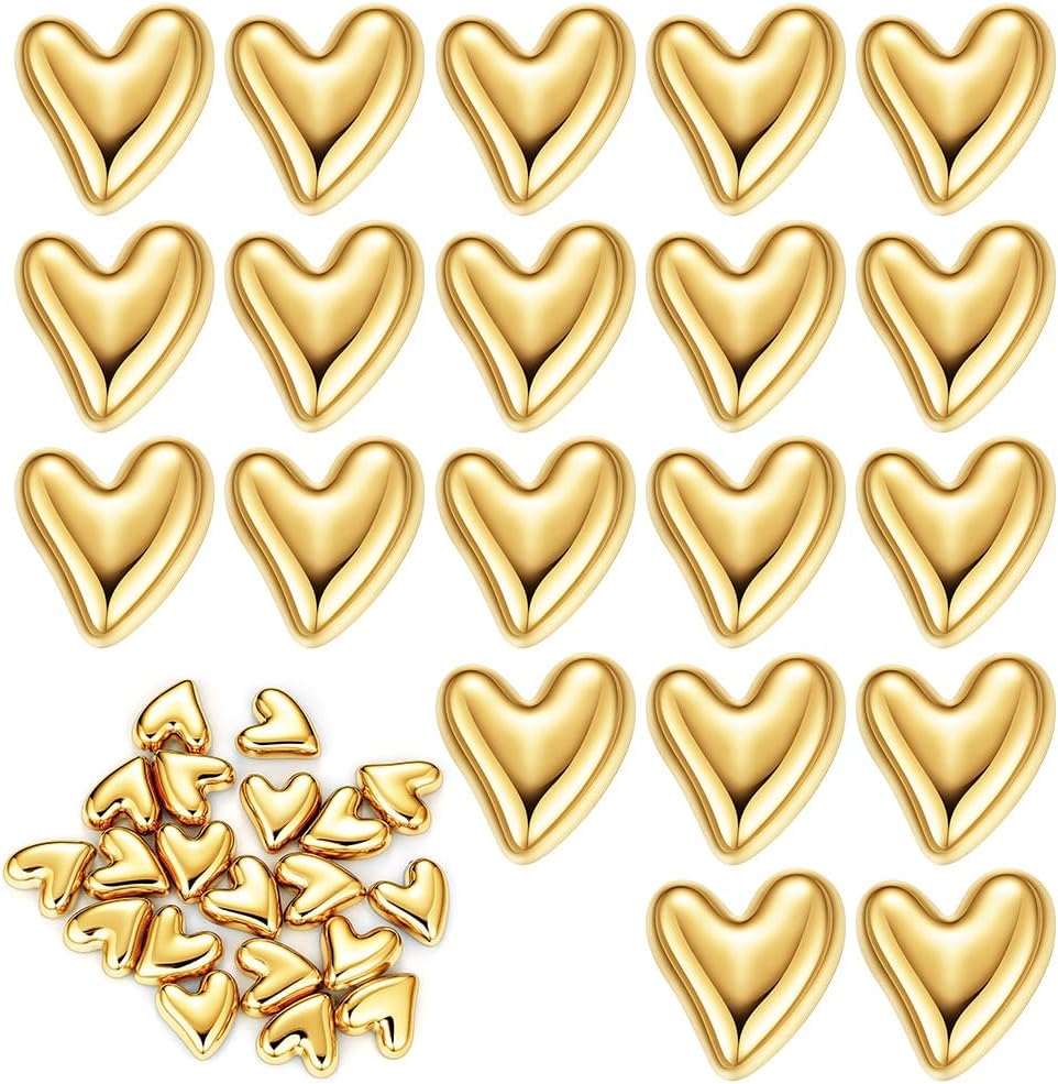 Detalle de Vicloon 5313647 hartvormige koelkastmagneten, 20 stuks, goud, 2 x 2 cm