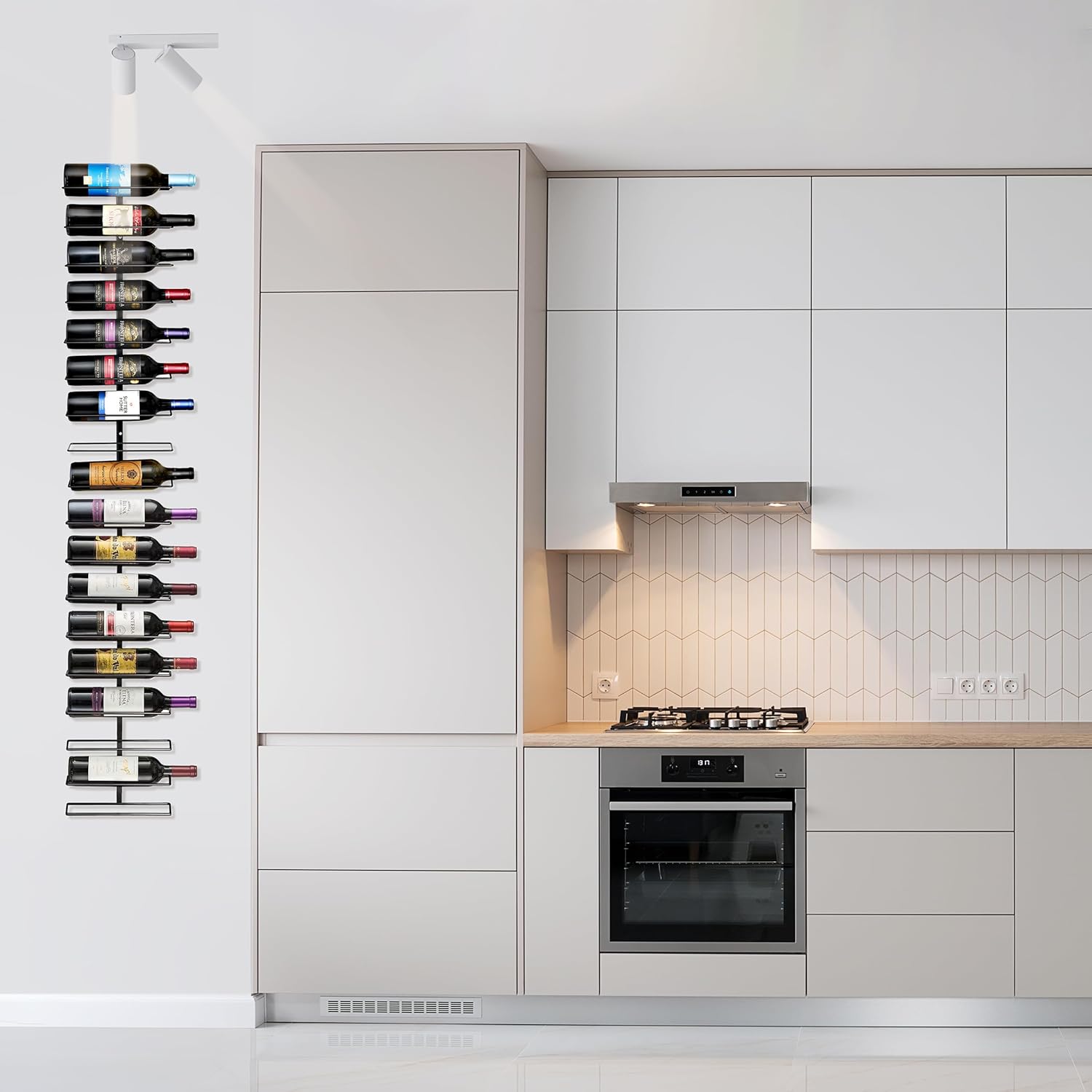 Detalle de Sorbus Wall Mount Wine Rack – Holds 9 Bottles (Black Metal)