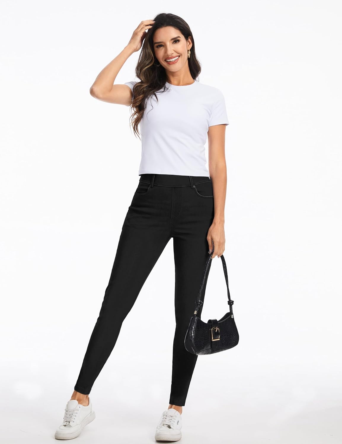 Thumbnail 6 de THE GYM PEOPLE Women's Stretchy Jeggings, Denim Style, Tummy Control, Four Pockets