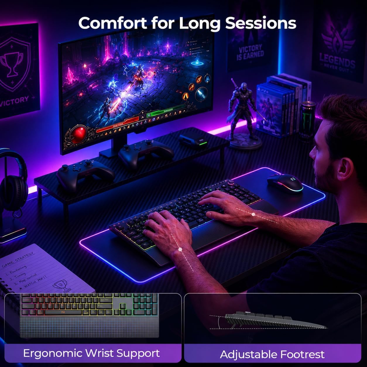 Detalle 2 de Seenda Wireless Gaming Keyboard and Mouse, Full-Size
