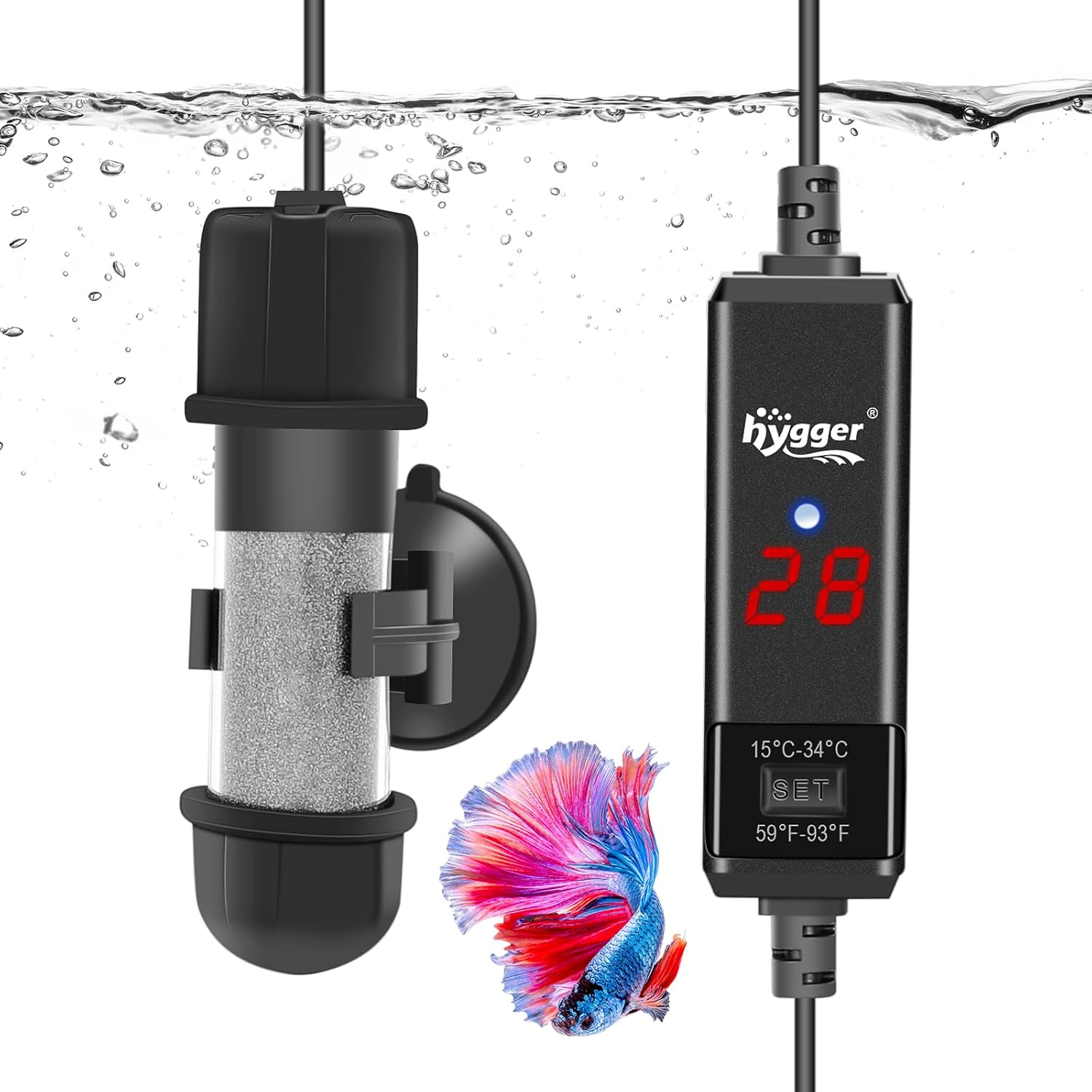 hygger Aquarium Heizung 10W 15–34°C