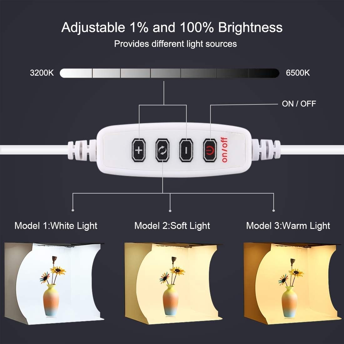 Detalle 2 de PULUZ 30CM Portable Photo Light Box Ring Light for Product Photography with 128 Lamp Beads & 6 Backdrops